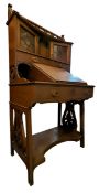 ARTS & CRAFTS MAHOGANY & LEATHER WRITING / ART BUREAU DESK