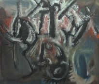 AUBREY WILLIAMS (1926-1990) - UNTITLED ABSTRACT OIL & MIXED MEDIA ON PAPER PAINTING