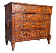 DUTCH 18TH CENTURY MARQUETRY INLAID CHEST OF DRAWERS