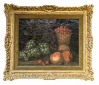 LATE 18TH / EARLY 19TH CENTURY FLEMISH SCHOOL OIL ON CANVAS STILL LIFE WITH PEACHES