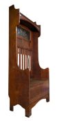 SHAPLAND & PETTER ARTS & CRAFTS OAK SENTRY BOX HALL SETTLE