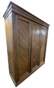 HOWARD & SONS, LONDON - VICTORIAN 19TH CENTURY 1876 OAK TRIPLE WARDROBE