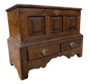 17TH CENTURY INSPIRED WELSH OAK COFFER BACH OF SMALL PROPORTIONS