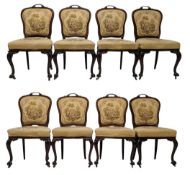SET OF EIGHT LOUIS XV STYLE 19TH CENTURY MAHOGANY UPHOLSTERED DINING CHAIRS