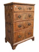 GEORGE III CROSSBANDED WALNUT BACHELORS CHEST OF DRAWERS