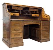 MAPLE & CO, LONDON & PARIS - EARLY 20TH CENTURY C. 1920S WALNUT TAMBOUR TOP DESK