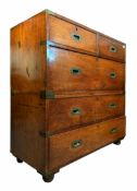 VICTORIAN 19TH CENTURY MAHOGANY CAMPAIGN CHEST OF DRAWERS