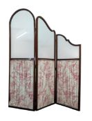 FRENCH 19TH CENTURY MAHOGANY UPHOLSTERD THREE-FOLD DISCRETION SCREEN