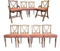 SET OF EIGHT 19TH CENTURY ARTS & CRAFTS OAK WOOD DINING CHAIRS