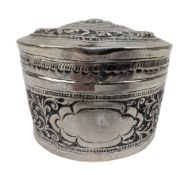 20TH CENTURY BURMESE ANGLO COLONIAL SILVER LIDDED POT