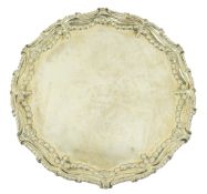 18TH CENTURY GEORGE III HALLMARKED SILVER SALVER TRAY
