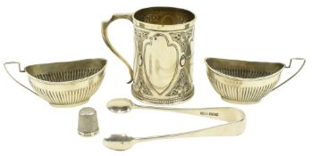 VICTORIAN HALLMARKED SILVER CHRISTENING CUP & OTHER SILVER ITEMS