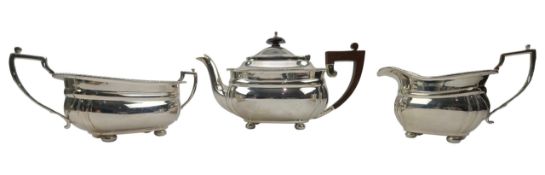 ELIZABETH II HALLMARKED SILVER THREE-PIECE TEA SERVICE