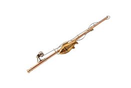 14CT GOLD NOVELTY FISHING ROD BROOCH PIN