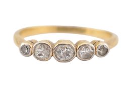 18CT GOLD PLATINUM & DIAMOND FIVE STONE RING