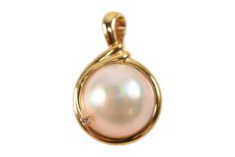 18CT GOLD & MABE PEARL NECKLACE PENDANT