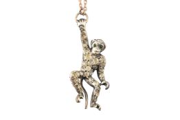 1920S SILVER & GOLD PIN PASTE SET MONKEY PENDANT BROOCH