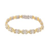 YELLOW & WHITE DIAMOND FLOWER CLUSTER BRACELET
