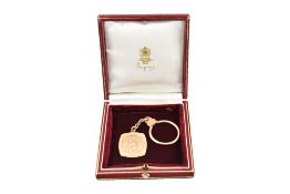 ASPREY - HALMARKED 9CT GOLD ST CHRISTOPHER KEYCHAIN