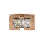 FRENCH RETRO 18CT GOLD & DIAMOND TANK RING