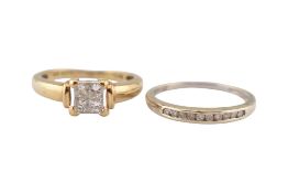 TWO 9CT GOLD & DIAMOND RINGS