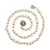 VALERIE LEON - 9CT GOLD & DIAMOND PEARL NECKLACE