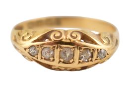 EARLY 20TH CENTURY 18CT GOLD FIVE STONE RING