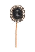 19TH CENTURY DIAMOND INTAGLIO STICKPIN