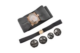 TWO 19TH CENTURY GOLD MOURNING BAND BRACELETS