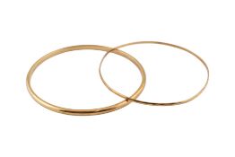 TWO 9CT GOLD BANGLES