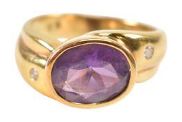 KAI YIN LO 18CT GOLD AMETHYST & DIAMOND RING