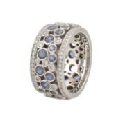 TIFFANY & CO COBBLESTONE 950 PLATINUM SAPPHIRE & DIAMOND RING
