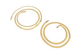 TWO ITALIAN SNAKE LINK CHAIN NECKLACES