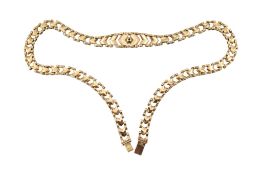 HALLMARKED 9CT GOLD FANCY LINK COLLAR NECKLACE