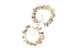 TWO VINTAGE GOLD CZECHOSLOVAKIAN CARM BRACELETS