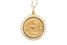 SOUTH AFRICAN 1/10OZ KRUGERRAND COIN PENDANT & CHAIN