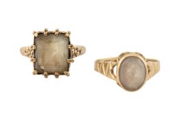 TWO HALLMARKED 9CT GOLD SINGLE STONE RINGS