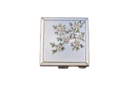 ASPREY - HALLMARKED SILVER & ENAMEL DECORATED COMPACT