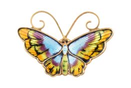DAVID ANDERSEN SILVER GILT ENAMEL BUTTERFLY BROOCH PIN