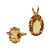 CITRINE NECKLACE PENDANT & RING