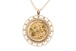 VICTORIAN 1897 FULL SOVERIGN PENDANT NECKLACE
