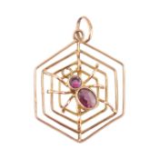 9CT GOLD SPIDER GEN SET PENDANT