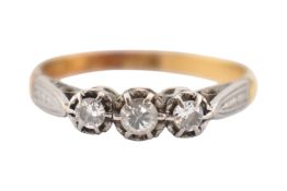 18CT GOLD & PLATINUM DIAMOND THREE STONE RING