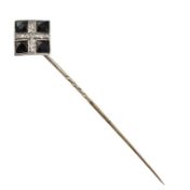 ART DECO ONYX & DIAMOND STICKPIN