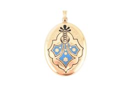 AUSTRO HUNGARIAN GOLD ENAMEL LOCKET PENDANT