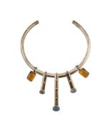 MODERNIST TAXCO SILVER GEM SET COLLAR NECKLACE