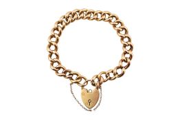 18CT GOLD BRACELET & HEART PADLOCK CLASP