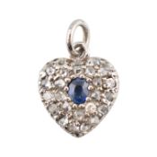 SAPPHIRE & DIAMOND HEART PENDANT