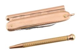 1920S CARTIER 9CT GOLD CARTIER PENKNIFE COMPENDIUM