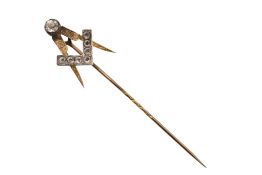 19th CENTURY GOLD & PASTE MASONIC STICKPIN